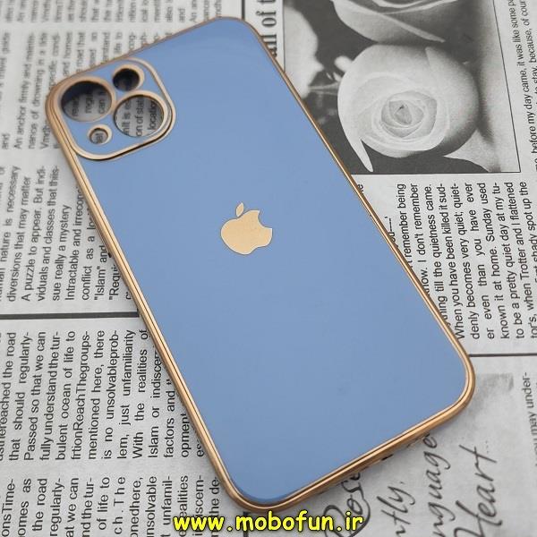 قاب گوشی iPhone 13 آیفون طرح ژله ای مای کیس گلد لاین دور طلایی محافظ لنز دار آبی سیرا کد 158